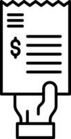 Invoice Paper Icon, Expense Bill Icon, Black And White Outline Icon Symbol vector