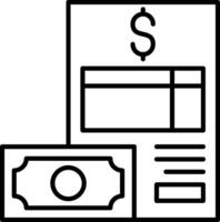 Paper Billing Money Icon, Balance, Receipt Icon, Black And White Outline Icon Symbol vector