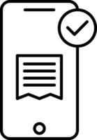 Mobile Invoice Icon, Bill Receipt Payment Invoice Mobile Icon, Black And White Outline Icon Symbol vector