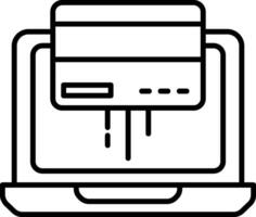 Laptop Transfer Money Icon, Payments - Credit Card Laptop Money Transfer, Black And White Outline Icon Symbol vector