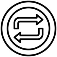Repeat Button Outline Icon, Black And White Outline Icon Symbol vector