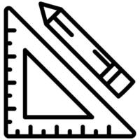 Triangle ruler and Pencil Outline Icon - Carpentry vector
