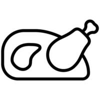 Roast Chicken Outline Icon, Black And White Outline Icon Symbol vector