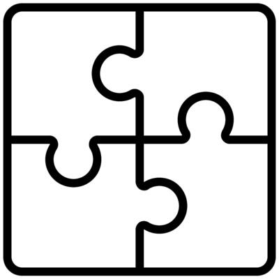 Puzzle Icon, Black And White Outline Icon Symbol