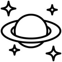 Saturn Icon, Black And White Outline Icon Symbol vector