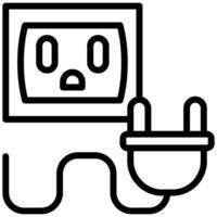Plug Socket Outline Icon, Black And White Outline Icon Symbol vector