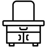 Dressing Table Black And White Outline Icon Symbol vector