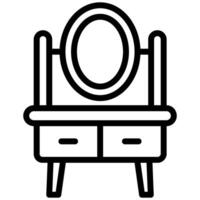 Dressing Table Icon, Black And White Outline Icon Symbol vector