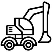 Digger Excavator Outline Icon - Heavy Machinery Outline Icon vector