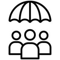 People Under Umbrella Icon, Black And White Outline Icon Symbol vector
