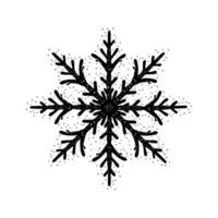 Hand-drawn black Christmas snowflake with ornamental branches on white background. vector