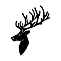 Silhouette of a deer head with intricate antlers in black on a white background. Wildlife, nature, and hunting symbol with an artistic touch vector