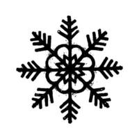 Grunge black Christmas snowflake with rough edges in hand-drawn style on white background, symbolizing winter, cold, and seasonal decoration vector