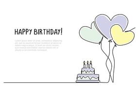 Continuous Line Drawing Open Gift Box with Balloons minimalist. vector