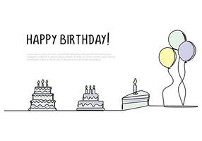 Balloons Inside Open Gift Box Festive Present Continuous Line. vector