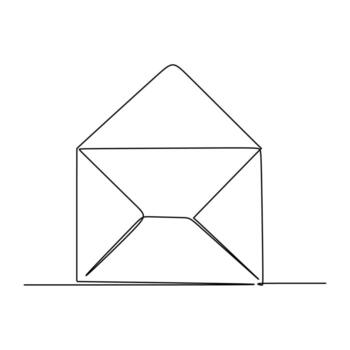 Envelope Continuous One Line Drawing Isolated. vector