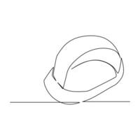 Safety Helmet One Continuous Line Illustration. vector