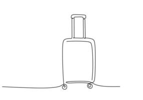 Single Continuous Line Drawing. Suitcase on White. vector