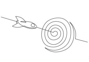 Targets with Arrows Continuous Line Art. vector