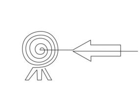 Single Continuous Line. Arrows and Targets Symbol. vector