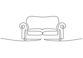 Sofa Single Continuous Line Art White. vector