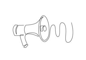 Megaphone Continuous Single Line Art Isolated. vector