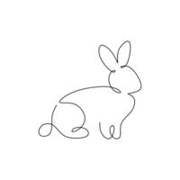Cute Rabbit Single Continuous Line Drawing. vector