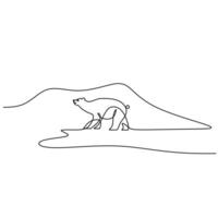Polar Bear One Continuous Single Line Art. vector
