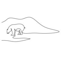 Big Polar Bear Continuous One Line Art. vector