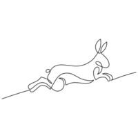 One Continuous Single Line. Cute Rabbit. vector