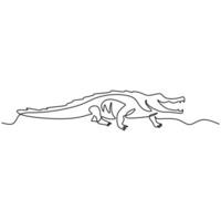 Crocodile Continuous One Line Art Isolated. vector