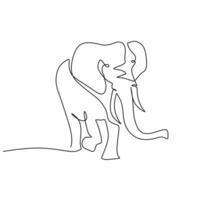 Elephant Single Continuous Line Drawing. vector