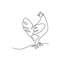 One Continuous Line Art of a Chicken. vector