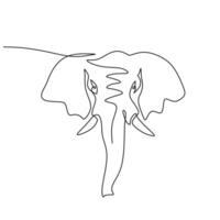 Elephant Head Continuous One Line Art. vector