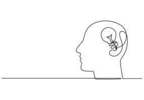 Light Bulb Symbol Idea One Line Drawing vector