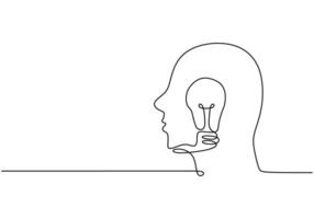 Thinking Idea Light Bulb Continuous Line Art vector