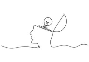 Light Bulb Idea in Opened Head Drawing vector