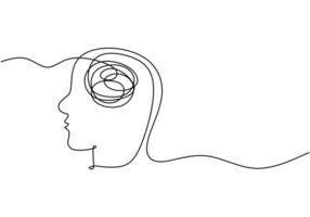 Mental Health Struggle Continuous Line drawing vector