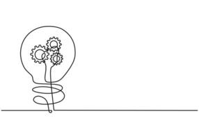Light Bulb with Gears Innovation Line Art vector