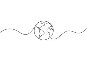 Earth Globe Continuous Line Drawing vector