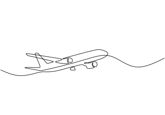 Airplane One Line Drawing Minimalist