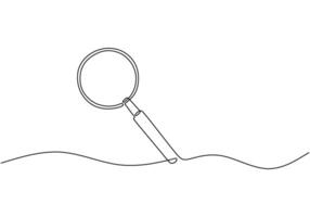 Magnifying Glass Continuous Line Drawing vector