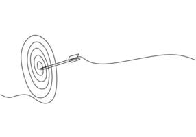 Arrow and Target Continuous Line Drawing vector