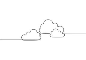 Clouds One Continuous Line Drawing Art vector
