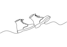 Boots and Shoes Pair Continuous Line vector