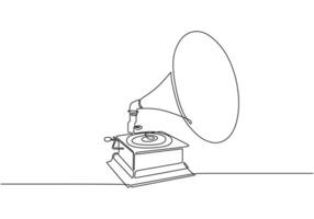 Retro Gramophone Continuous Line Drawing vector