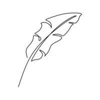 Simple Banana Leaf One Line Sketch vector