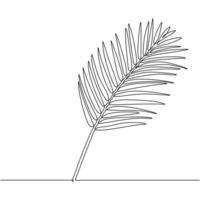 Minimalist Palm Leaf Continuous Line vector
