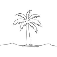 Continuous Line Drawing of Coconut Tree vector