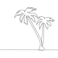 Coconut Tree One Continuous Line Art vector